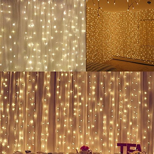 Twinkle Star 600 LED Window Curtain String Light for Wedding Party Home Garden Bedroom Outdoor Indoor Wall, Warm White - Twinkle Star