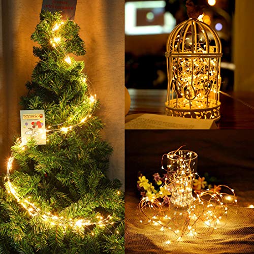 Twinkle Star, 3.5 Inches Indoor Outdoor, LED String Light 66ft Fairy Copper String Lights USB and Adapter Powered with 8 Modes & Timer, Home Lighting Decor for Indoor Outdoor Bedroom (Warm Wh - Twinkle Star