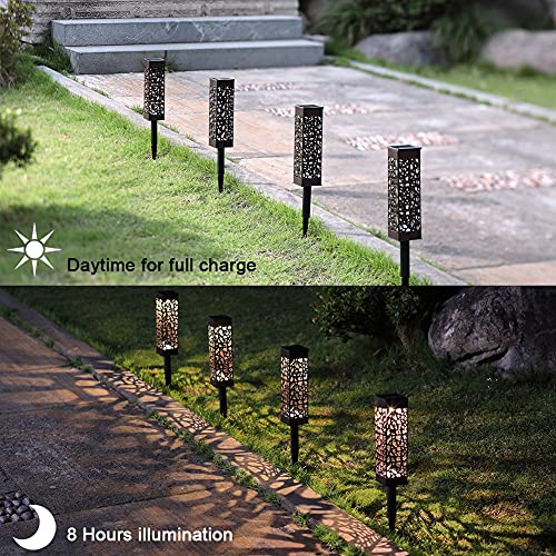 MAGGIFT 8 Pcs Solar Powered LED Garden Lights, Solar Path Lights Outdoor, Automatic Led Halloween Christmas Decorative Landscape Lighting for Patio, Yard and Garden - Twinkle Star