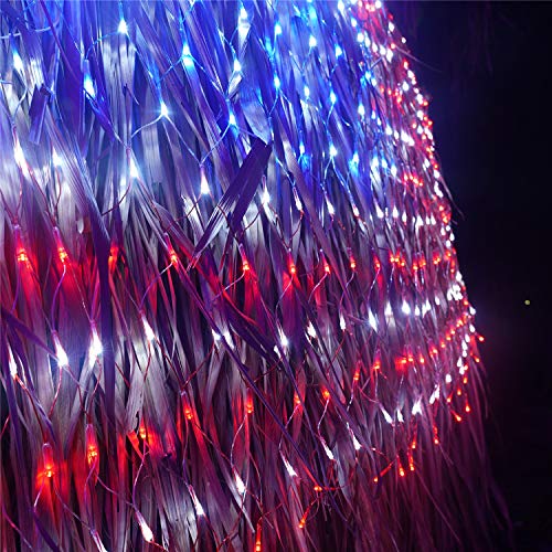 Twinkle Star American Flag Patriotic Lights (Super Larger & Safer), Outdoor Lighted USA Light String Waterproof Hanging Ornaments for Independence Day, July 4th, National Memorial Day - Twinkle Star