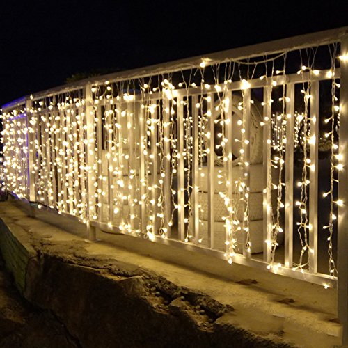 Twinkle Star 600 LED Window Curtain String Light for Wedding Party Home Garden Bedroom Outdoor Indoor Wall, Warm White - Twinkle Star