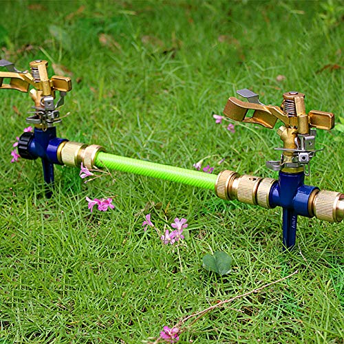 Twinkle Star 1/2 Inch Brass Impact Sprinkler, Heavy Duty Sprinkler Head with Nozzles, Adjustable 0-360 Degrees Pattern, Watering Sprinklers for Yard, Lawn and Grass Irrigation, 3 Pack - Twinkle Star