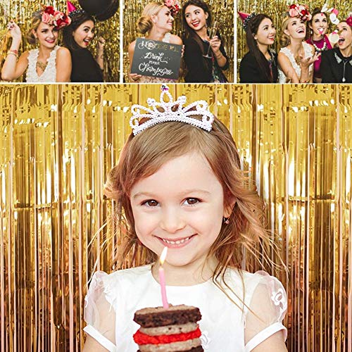 Twinkle Star 2 Pack Photo Booth Backdrop Metallic Tinsel Foil Fringe Curtains Environmental Background for Birthday Wedding Party Christmas Decorations (Gold) - Twinkle Star