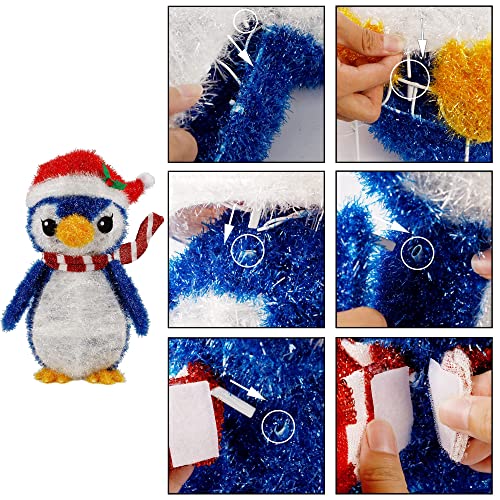 Twinkle Star Lighted Christmas Tinsel Penguin Decorations, 20 Inch Pre-Lit Light Up Blue Penguin with 35 Count Clear Incandescent Lights, Indoor or Outdoor Yard Lawn Festive Holiday Decoratio - Twinkle Star