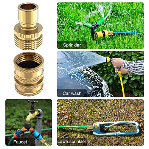 Twinkle Star Heavy Duty 3/4 Garden Hose Quick Connect Fittings, Water Lock Splitter, Sink Spigot Connectors, No Leak Connection, 2 Adapters Included - Twinkle Star