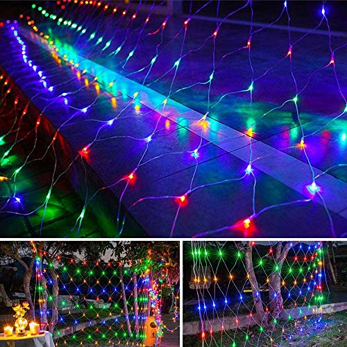 Twinkle Star 360 LEDs Christmas Net Lights, 12ft x 5ft 8 Modes Low Voltage Connectable Mesh Fairy String Lights for Xmas Trees, Bushes, Wedding, Party, Outdoor Garden Decorations (Multicolor) - Twinkle Star