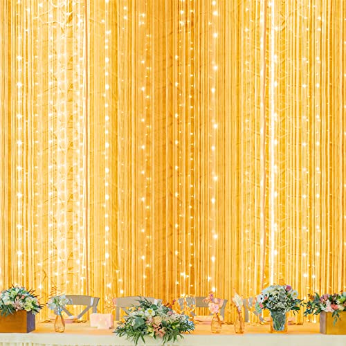 Twinkle Star 600 LED Window Curtain String Light for Wedding Party Home Garden Bedroom Outdoor Indoor Wall, Warm White - Twinkle Star