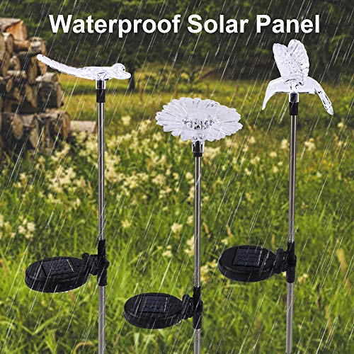 MAGGIFT 6 Pack Outdoor Solar Figurine Lights, Solar Powered Garden Stake Light, Color Changing LED Landscape Lighting, Sparkling Star Flower Hummingbird Butterfly Dragonfly Bee for Patio Yard - Twinkle Star