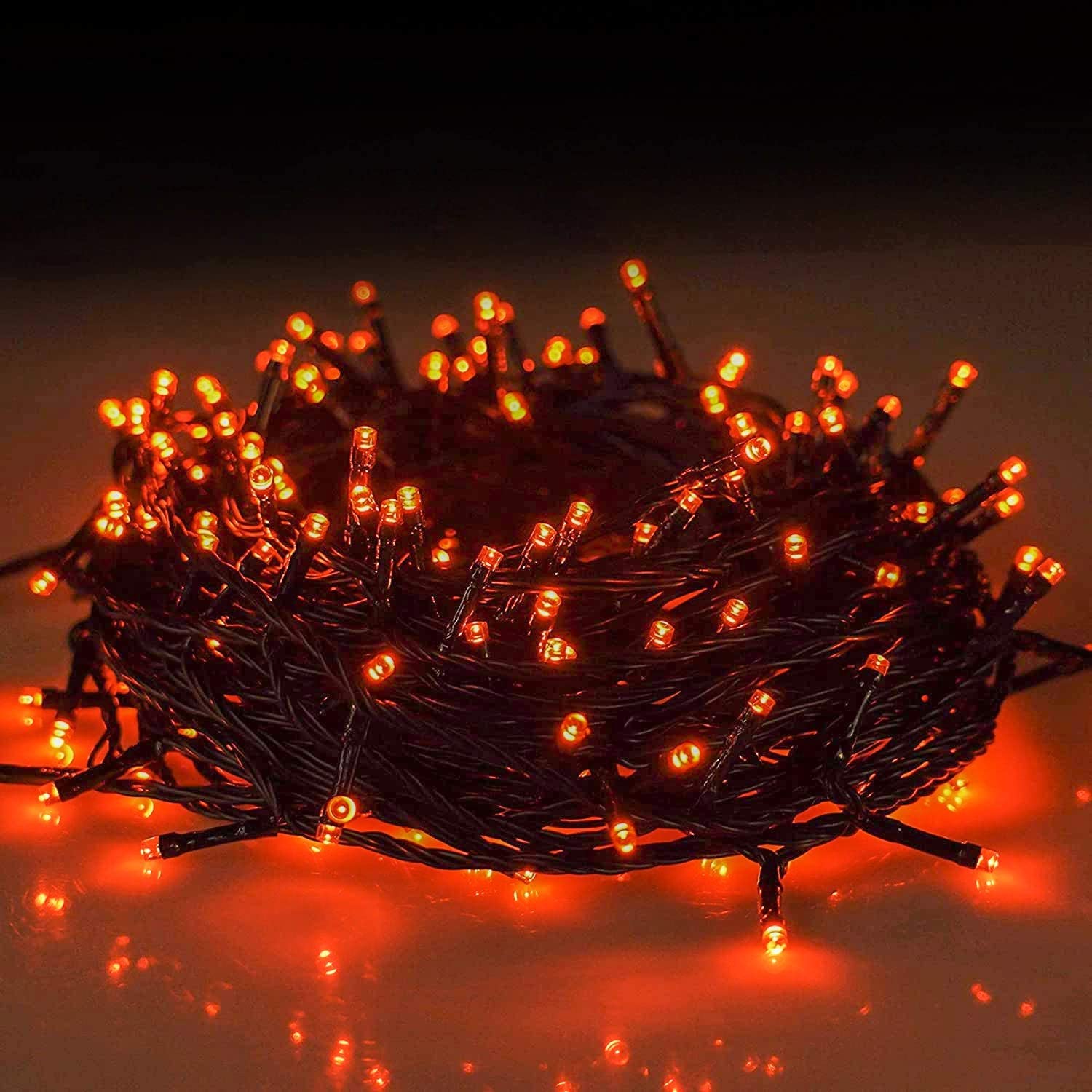 Twinkle Star 66FT 200 LED Indoor String Lights, Plug in String Light 8 Modes Waterproof for Outdoor Halloween Christmas Wedding Party Bedroom Decorations (Orange) - Twinkle Star