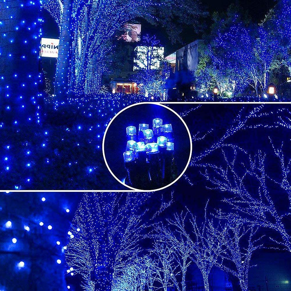 Twinkle Star 200 LED 66ft Christmas Tree String Lights Plug in, 8 Modes Green Wire Clear Bulbs Mini Lights, Waterproof Fairy String Lights Xmas Wedding Party Holiday Decoration, Blue - Twinkle Star