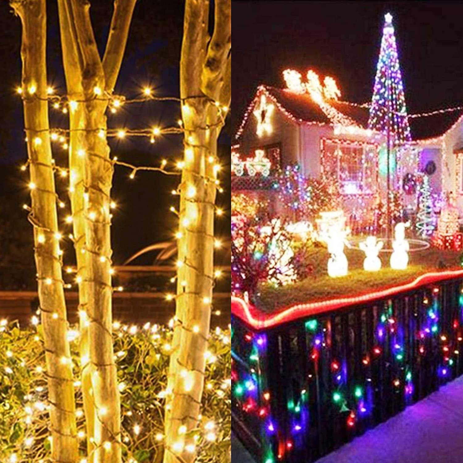 Twinkle Star Christmas String Lights, 66ft 200 LED Color Changing Tree Light Plug in 11 Modes Functions Warm White & Multicolor with Remote Timer, Connectable for Outdoor Indoor Xmas Party De - Twinkle Star